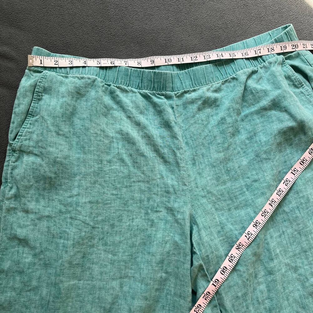 Eileen Fisher Linen Pants Womens Size 2X Teal Organic Wide Leg Cropped Lagenlook - Picture 4 of 8